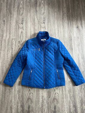 Ellen Tracy Cobalt Blue Quilted Jacket (Size: XL)